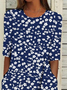Femmes Floral Bleu Violacé Col Rond Confortable Imprimé Robe Maxi Décontracté