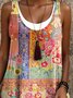 Femmes Floral Jaune Col Rond Confortable Robe Mi-Longue Décontracté