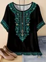 T-shirts Simple Printemps / Automne Ethnique Géométrie Manche Dolman Domestique Ample Manches trois quarts Col Rond Régulier pour Femmes