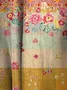 Femmes Floral Jaune Col Rond Confortable Robe Mi-Longue Décontracté