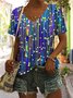 T-shirts Décontracté Floral Été Micro-élasticité Quotidien Manches Courtes Régulier Trapèze Régulier pour Femmes