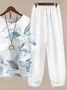 Deux Pièces Ensembles Femmes Décontracté Floral Été Polyester Imprimé Naturel Quotidien Col Rond Top Avec Pantalons