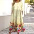 Femmes Floral Abricot Col Rond Confortable Robe Maxi Décontracté