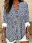 Blouses Femmes Élégant Floral Été Aucune élasticité Quotidien Demi Manche Col Châle Droit Régulier