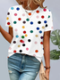 T-shirts Femmes Pois Polka Décontracté Été Micro-élasticité Coupe Régulière Manches Courtes Régulier Trapèze Régulier
