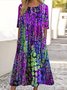 Femmes Géométrique Violet Col Rond Confortable Robe Maxi Décontracté