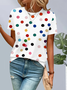 T-shirts Femmes Pois Polka Décontracté Été Micro-élasticité Coupe Régulière Manches Courtes Régulier Trapèze Régulier