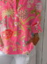 Chemises Femmes Décontracté Floral Printemps / Automne Polyester Vacances Ample Manches trois quarts Régulier Col de Chemise