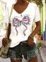 T-shirts Femmes Décontracté Floral Été Polyester Col V Micro-élasticité Quotidien Trapèze Régulier