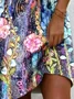 Femmes Floral Violet Col V Confortable Robe Mi-Longue Décontracté