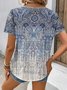 Blouses Femmes Simple Motif Cachemire Été Polyester Aucune élasticité Ample Demi Manche Col Châle Droit