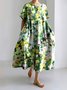 Femmes Floral Vert Col Rond Confortable Robe Maxi Décontracté
