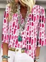 Blouses Géométrique Élégant Été Polyester Quotidien Ample Demi Manche Col Châle Droit pour Femmes