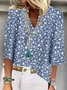 Blouses Décontracté Plantes Été Coton Aucune élasticité Demi Manche Régulier Droit Régulier pour Femmes