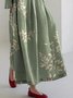 Femmes Floral Vert Col Rond Confortable Robe Maxi Décontracté