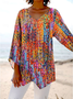 Blouses Bloc de Couleur Simple Printemps / Automne Aucune élasticité Quotidien Ample Manches Longues Droit Régulier pour Femmes