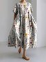 Femmes Floral Gris Clair Col Rond Confortable Robe Maxi Décontracté