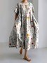 Femmes Floral Gris Clair Col Rond Confortable Robe Maxi Décontracté