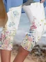 Pantalons Femmes Décontracté Floral Été Naturel Micro-élasticité Quotidien Corsaire Pantalon droit Régulier