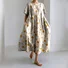 Femmes Floral Abricot Col Rond Confortable Robe Maxi Décontracté