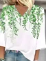 Blouses Décontracté Été Plantes Polyester Aucune élasticité Ample Demi Manche Col Châle Régulier pour Femmes