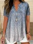 Blouses Femmes Simple Motif Cachemire Été Polyester Aucune élasticité Ample Demi Manche Col Châle Droit