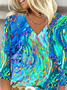 Blouses Femmes Boho Été Abstrait Graphique Quotidien Ample Col Châle Régulier Droit Régulier