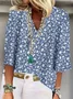 Blouses Décontracté Plantes Été Coton Aucune élasticité Demi Manche Régulier Droit Régulier pour Femmes