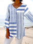 Blouses Rayé Simple Printemps / Automne Aucune élasticité Quotidien Ample Régulier Droit Régulier pour Femmes