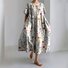 Femmes Floral Gris Clair Col Rond Confortable Robe Maxi Décontracté