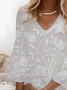 Femmes Floral Blanc Col V Confortable Imprimé Robe Mi-Longue Décontracté