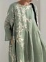 Femmes Floral Vert Col Rond Confortable Robe Maxi Décontracté