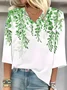 Blouses Décontracté Été Plantes Polyester Aucune élasticité Ample Demi Manche Col Châle Régulier pour Femmes