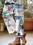Pantalons Femmes Décontracté Printemps / Automne la Mer en Lin Micro-élasticité Vacances Coupe Régulière Long Régulier