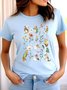 T-shirts Femmes Décontracté Floral Été Polyester Micro-élasticité Vacances Coupe Régulière Manches Courtes Trapèze