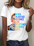 T-shirts Décontracté Été Lettres de texte Coton Micro-élasticité Ample Col Rond Régulier Régulier pour Femmes