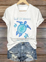 T-shirts Femmes Décontracté Été Tortue Polyester Col V Micro-élasticité Quotidien Coupe Régulière Ligne T