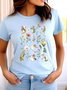 T-shirts Femmes Décontracté Floral Été Polyester Micro-élasticité Vacances Coupe Régulière Manches Courtes Trapèze