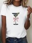 T-shirts Décontracté Été Papillon Coton Micro-élasticité Coupe Régulière Régulier Trapèze Régulier pour Femmes