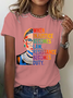 T-shirts Décontracté Été Lettres de texte Coton Micro-élasticité Ample Col Rond Régulier Régulier pour Femmes