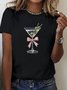T-shirts Décontracté Été Papillon Coton Micro-élasticité Coupe Régulière Régulier Trapèze Régulier pour Femmes