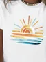 T-shirts Femmes Décontracté Été Soleil Polyester Quotidien Manches Courtes Col Rond Régulier Régulier