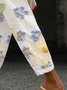 Pantalons Femmes Décontracté Floral Printemps / Automne Coton Naturel Coupe Régulière Long Droit Régulier