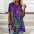 T-shirts Femmes Géométrique Décontracté Été Micro-élasticité Coupe Régulière Manches Courtes Col Rond Long Trapèze