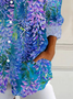 Chemises Femmes Décontracté Floral Printemps / Automne Ample Manches Longues Régulier Boucle Régulier Col de Chemise