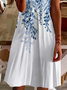 Femmes Floral Blanc Col V Confortable Imprimé Robe Mi-Longue Décontracté
