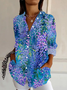 Chemises Femmes Décontracté Floral Printemps / Automne Ample Manches Longues Régulier Boucle Régulier Col de Chemise