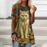 T-shirts Femmes Géométrique Décontracté Été Coton Micro-élasticité Quotidien Manches Courtes Long Trapèze