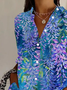 Chemises Femmes Décontracté Floral Printemps / Automne Ample Manches Longues Régulier Boucle Régulier Col de Chemise