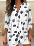 Blouses Femmes Décontracté Printemps / Automne Abstrait Pois Polka Col V Imprimé Aucune élasticité Ample en Mélangé de Coton Régulier